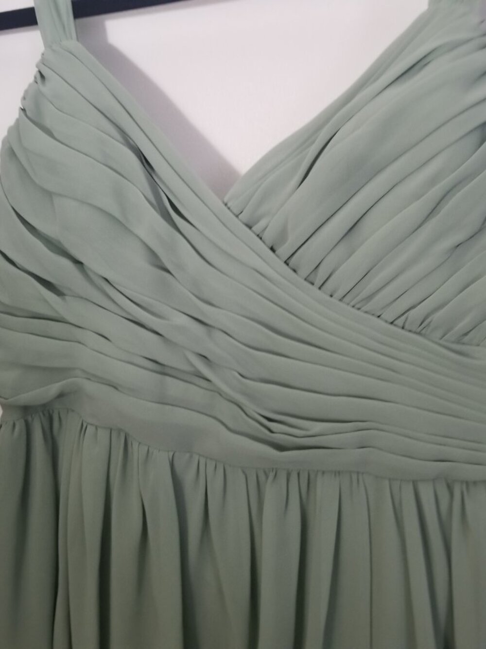 Azazie Aziza Matcha A-line V-Neck Pleated Chiffon Women's Bridesmaid Sz 14 - Picture 4 of 11
